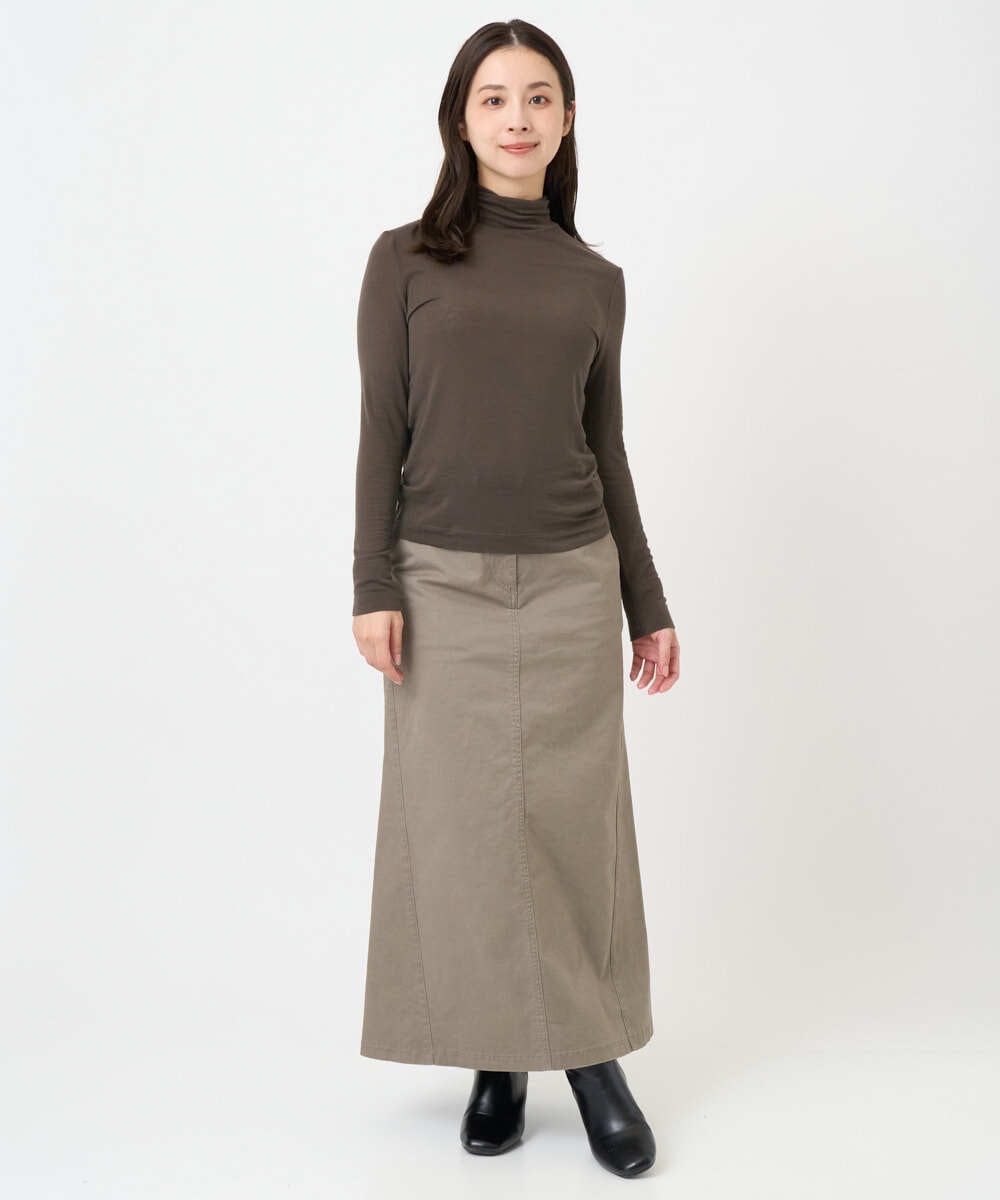 F6KAD19130 MICHEL KLEIN(小さいサイズ)(メゾン ドゥ サンク) [小さいサイズ]［レイヤードにおすすめ］シアーハイネックカットソー ブラウン