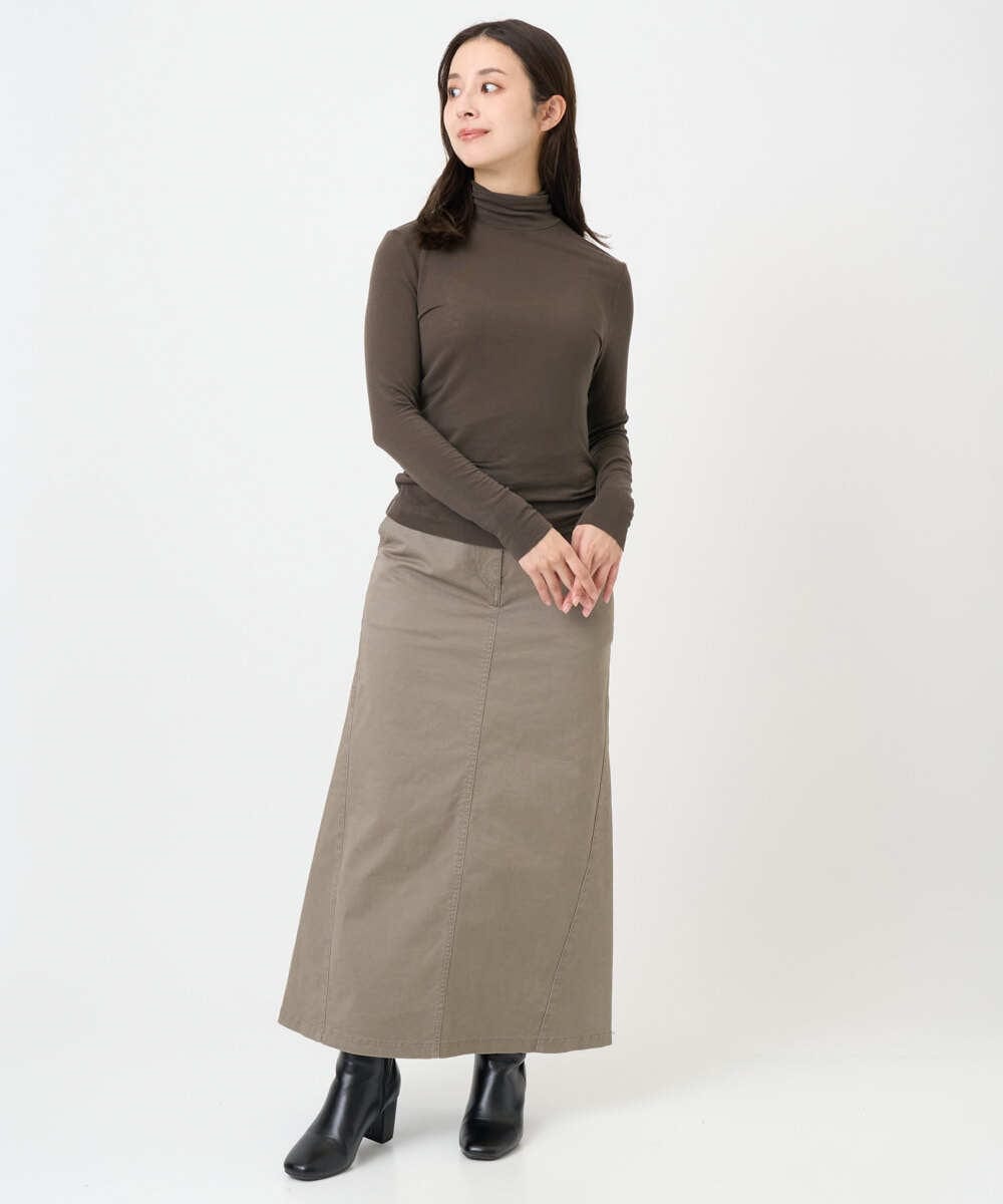 F6KAD19130 MICHEL KLEIN(小さいサイズ)(メゾン ドゥ サンク) [小さいサイズ]［レイヤードにおすすめ］シアーハイネックカットソー ブラウン