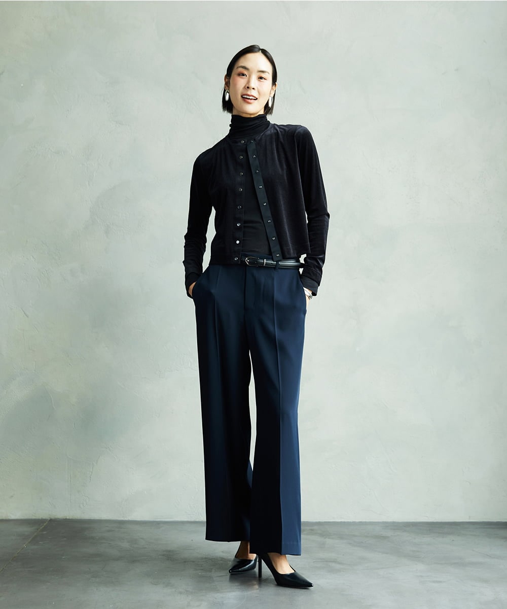 F6KAD19130 MICHEL KLEIN(小さいサイズ)(メゾン ドゥ サンク) [小さいサイズ]［レイヤードにおすすめ］シアーハイネックカットソー ブラウン