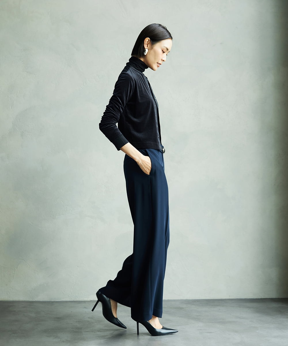 F6KAD19130 MICHEL KLEIN(小さいサイズ)(メゾン ドゥ サンク) [小さいサイズ]［レイヤードにおすすめ］シアーハイネックカットソー ブラウン