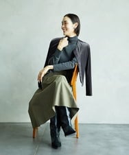 F6KAD19130 MICHEL KLEIN(小さいサイズ)(メゾン ドゥ サンク) [小さいサイズ]［レイヤードにおすすめ］シアーハイネックカットソー ブラウン