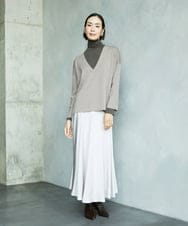 F6KAD19130 MICHEL KLEIN(小さいサイズ)(メゾン ドゥ サンク) [小さいサイズ]［レイヤードにおすすめ］シアーハイネックカットソー ブラウン