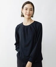 F6KAV33190 MICHEL KLEIN(小さいサイズ)(メゾン ドゥ サンク) [小さいサイズ]ジョーゼットライクブラウソー/スーツのインナーに ライトブルー(40)