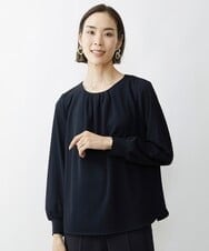 F6KAV33190 MICHEL KLEIN(小さいサイズ)(メゾン ドゥ サンク) [小さいサイズ]ジョーゼットライクブラウソー/スーツのインナーに ライトブルー(40)