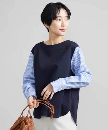 F6KAV36170 MICHEL KLEIN(小さいサイズ) [小さいサイズ]シャツ切り替えポンチカットソー