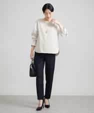 F6KAV36170 MICHEL KLEIN(小さいサイズ)(メゾン ドゥ サンク) [小さいサイズ]シャツ切り替えポンチカットソー ベージュ(82)