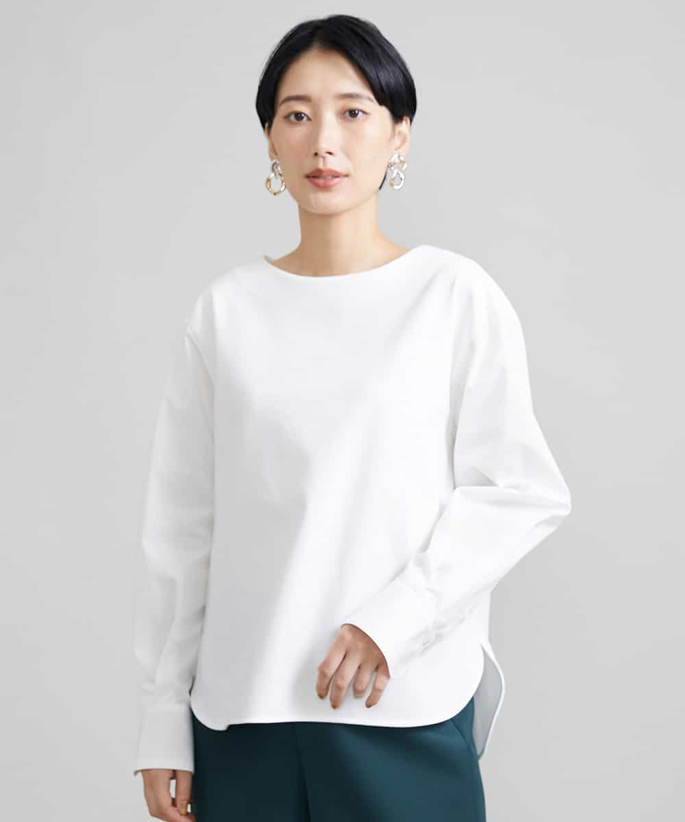F6KAV36170 MICHEL KLEIN(小さいサイズ)(メゾン ドゥ サンク) [小さいサイズ]シャツ切り替えポンチカットソー ベージュ(82)