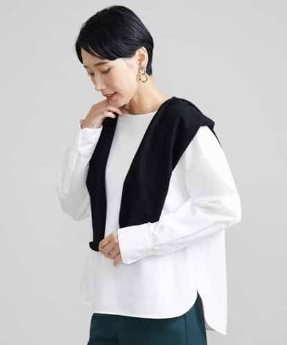 F6KAV36170 MICHEL KLEIN(小さいサイズ) [小さいサイズ]シャツ切り替えポンチカットソー