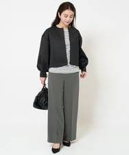 F6KDA28169 MICHEL KLEIN(小さいサイズ)(メゾン ドゥ サンク) [小さいサイズ]ワンポイント刺繍ロングスリーブカットソー ライトブルー(ボーダー)