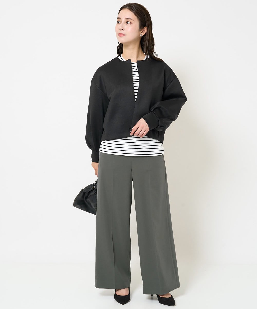 F6KDA28169 MICHEL KLEIN(小さいサイズ)(メゾン ドゥ サンク) [小さいサイズ]ワンポイント刺繍ロングスリーブカットソー ライトブルー(ボーダー)