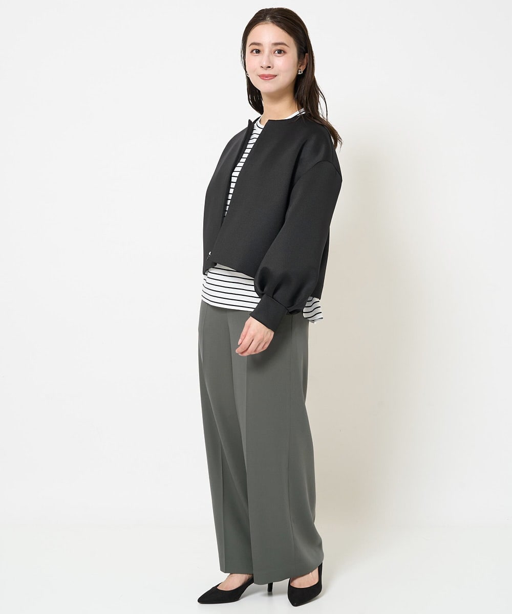 F6KDA28169 MICHEL KLEIN(小さいサイズ)(メゾン ドゥ サンク) [小さいサイズ]ワンポイント刺繍ロングスリーブカットソー ライトブルー(ボーダー)