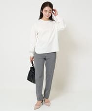 F6KDA28169 MICHEL KLEIN(小さいサイズ)(メゾン ドゥ サンク) [小さいサイズ]ワンポイント刺繍ロングスリーブカットソー ライトブルー(ボーダー)
