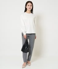F6KDA28169 MICHEL KLEIN(小さいサイズ)(メゾン ドゥ サンク) [小さいサイズ]ワンポイント刺繍ロングスリーブカットソー ライトブルー(ボーダー)