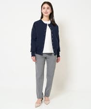 F6KDA28169 MICHEL KLEIN(小さいサイズ)(メゾン ドゥ サンク) [小さいサイズ]ワンポイント刺繍ロングスリーブカットソー ライトブルー(ボーダー)