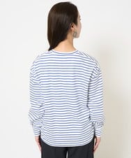 F6KDA28169 MICHEL KLEIN(小さいサイズ)(メゾン ドゥ サンク) [小さいサイズ]ワンポイント刺繍ロングスリーブカットソー ライトブルー(ボーダー)