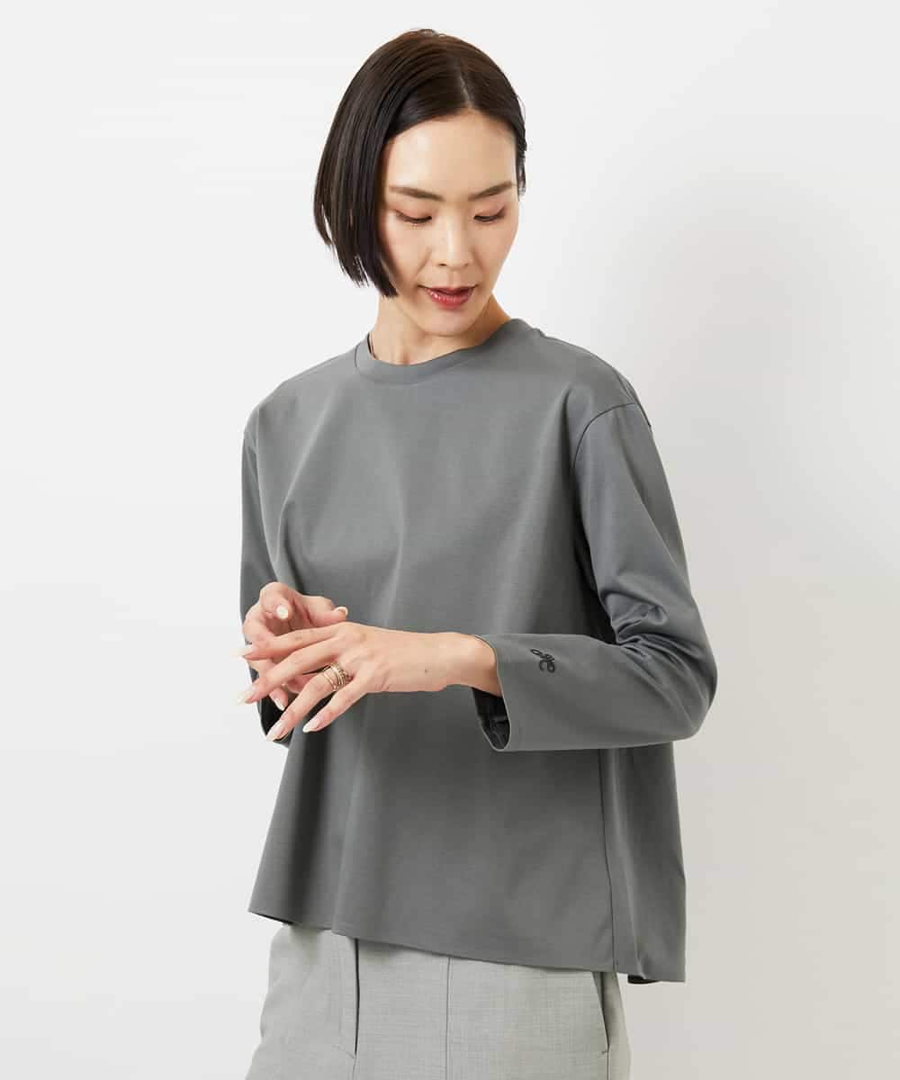 F6KDD10170 MICHEL KLEIN(小さいサイズ)(メゾン ドゥ サンク) [小さいサイズ]バックフレアカットソー カーキ