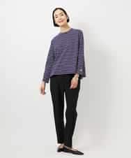 F6KDE10180 MICHEL KLEIN(小さいサイズ)(メゾン ドゥ サンク) [小さいサイズ]ボーダーバックフレアカットソー ネイビー