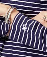 F6KDE10180 MICHEL KLEIN(小さいサイズ)(メゾン ドゥ サンク) [小さいサイズ]ボーダーバックフレアカットソー ネイビー