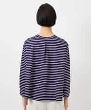 F6KDE10180 MICHEL KLEIN(小さいサイズ)(メゾン ドゥ サンク) [小さいサイズ]ボーダーバックフレアカットソー ネイビー