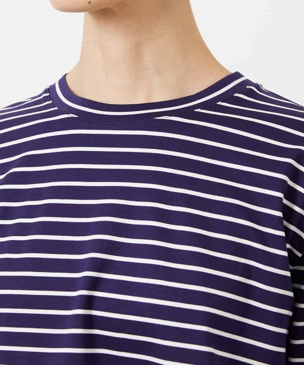 F6KDE10180 MICHEL KLEIN(小さいサイズ)(メゾン ドゥ サンク) [小さいサイズ]ボーダーバックフレアカットソー ネイビー