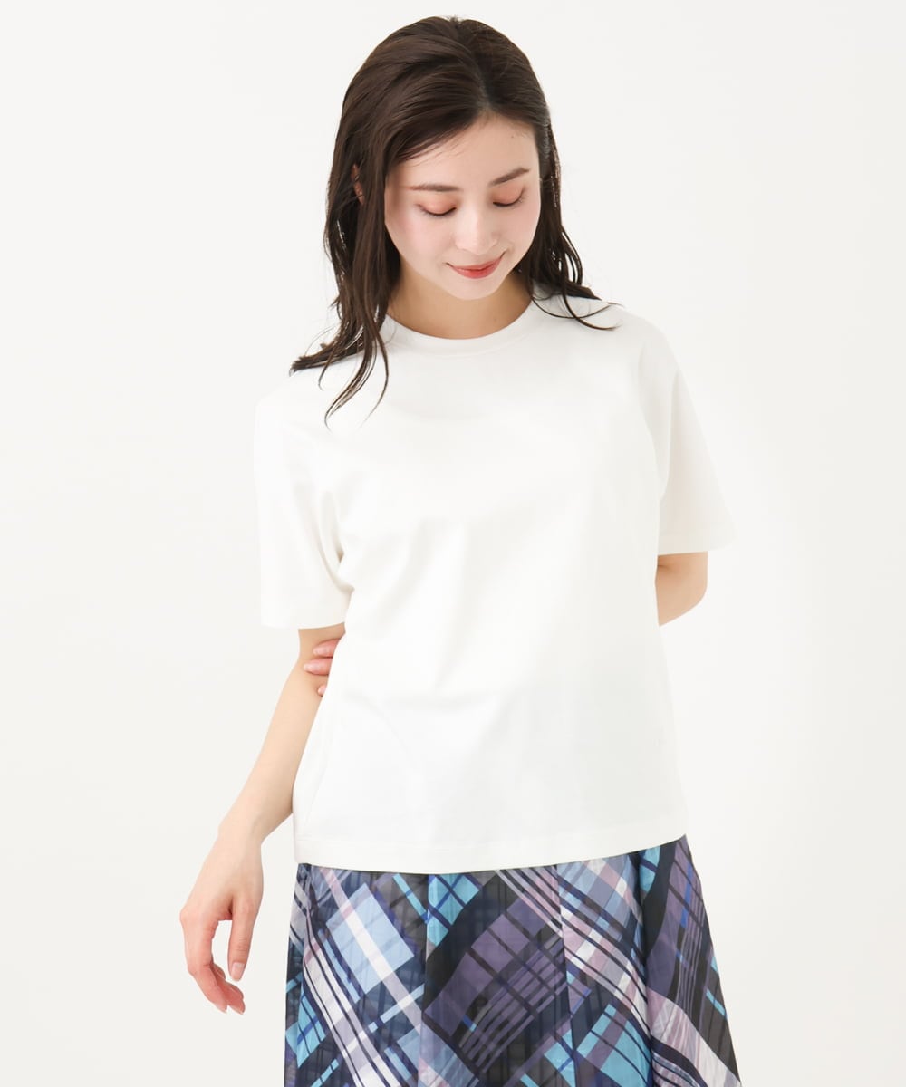 F6KGA05150 MICHEL KLEIN(小さいサイズ)(メゾン ドゥ サンク) [小さいサイズ]ワンポイント刺繍Tシャツ ホワイト