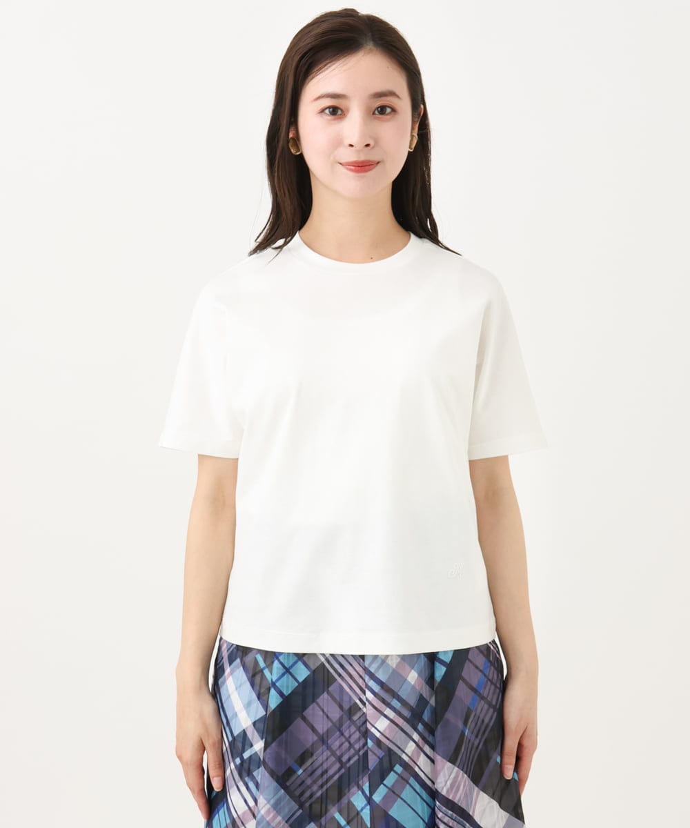 F6KGA05150 MICHEL KLEIN(小さいサイズ)(メゾン ドゥ サンク) [小さいサイズ]ワンポイント刺繍Tシャツ ホワイト