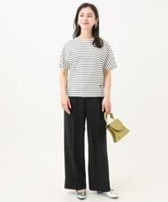 F6KGB05150 MICHEL KLEIN(小さいサイズ)(メゾン ドゥ サンク) [小さいサイズ]ワンポイント刺繍ボーダーTシャツ ブラック