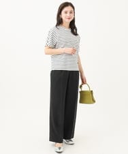 F6KGB05150 MICHEL KLEIN(小さいサイズ)(メゾン ドゥ サンク) [小さいサイズ]ワンポイント刺繍ボーダーTシャツ ブラック