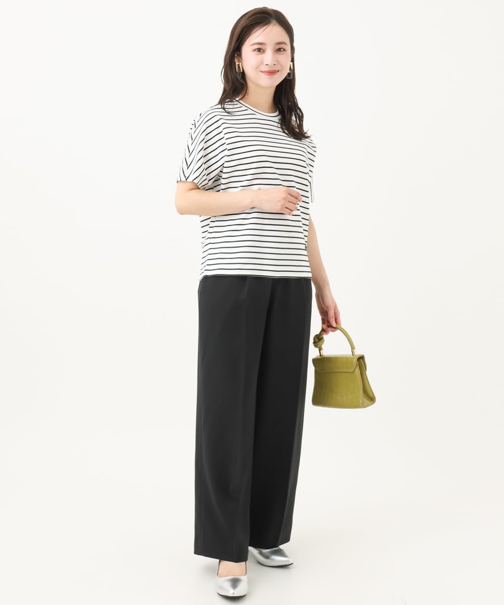 F6KGB05150 MICHEL KLEIN(小さいサイズ)(メゾン ドゥ サンク) [小さいサイズ]ワンポイント刺繍ボーダーTシャツ ブラック