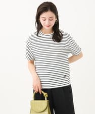 F6KGB05150 MICHEL KLEIN(小さいサイズ)(メゾン ドゥ サンク) [小さいサイズ]ワンポイント刺繍ボーダーTシャツ ブラック