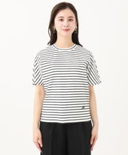 F6KGB05150 MICHEL KLEIN(小さいサイズ)(メゾン ドゥ サンク) [小さいサイズ]ワンポイント刺繍ボーダーTシャツ ブラック