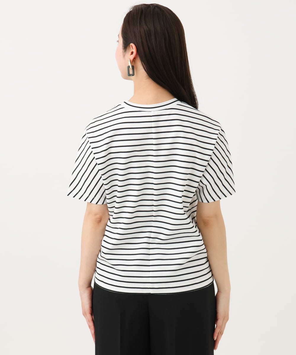F6KGB05150 MICHEL KLEIN(小さいサイズ)(メゾン ドゥ サンク) [小さいサイズ]ワンポイント刺繍ボーダーTシャツ ブラック