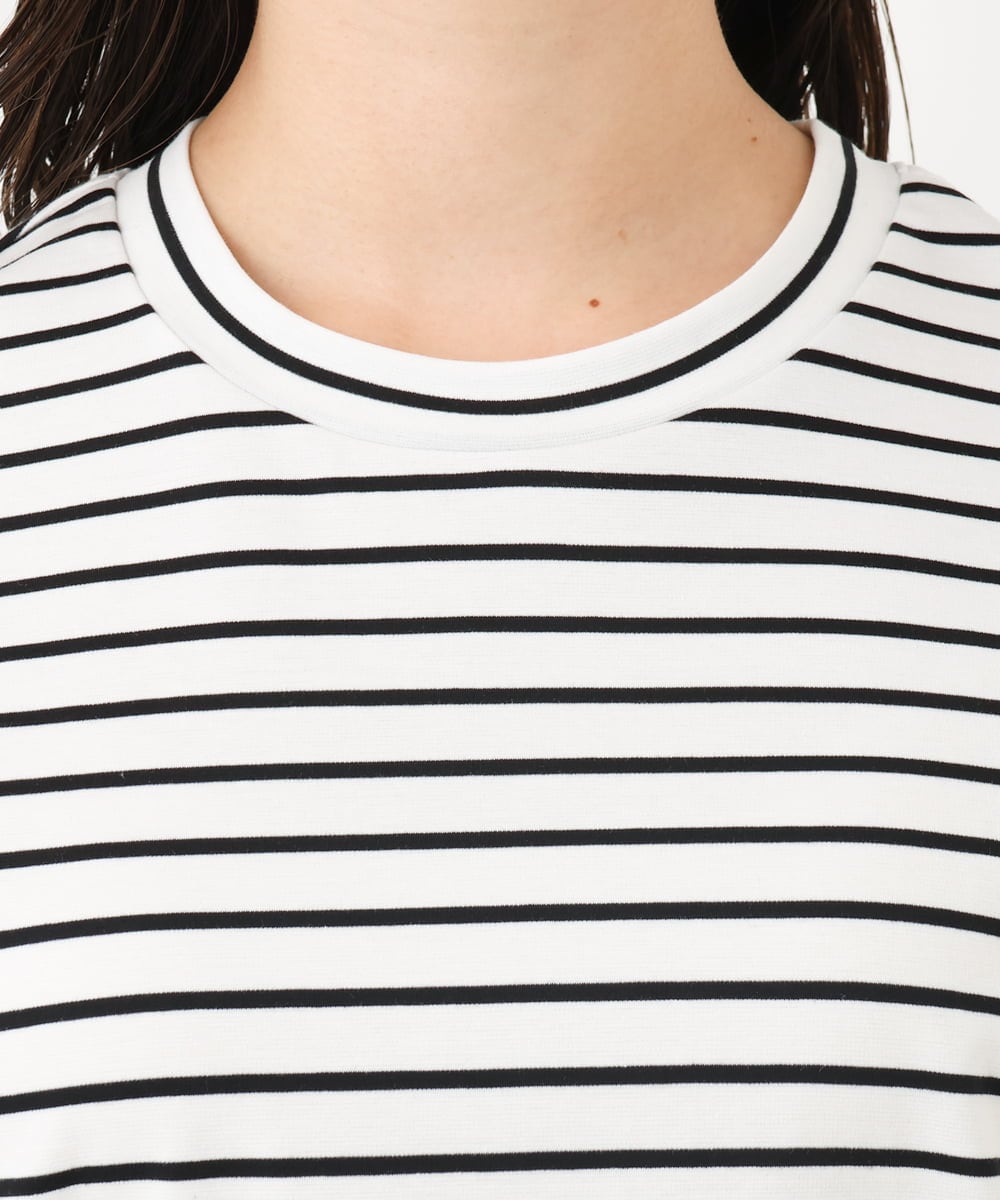 F6KGB05150 MICHEL KLEIN(小さいサイズ)(メゾン ドゥ サンク) [小さいサイズ]ワンポイント刺繍ボーダーTシャツ ブラック