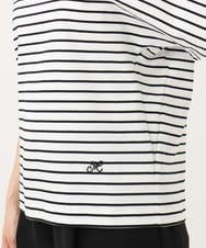 F6KGB05150 MICHEL KLEIN(小さいサイズ)(メゾン ドゥ サンク) [小さいサイズ]ワンポイント刺繍ボーダーTシャツ ブラック