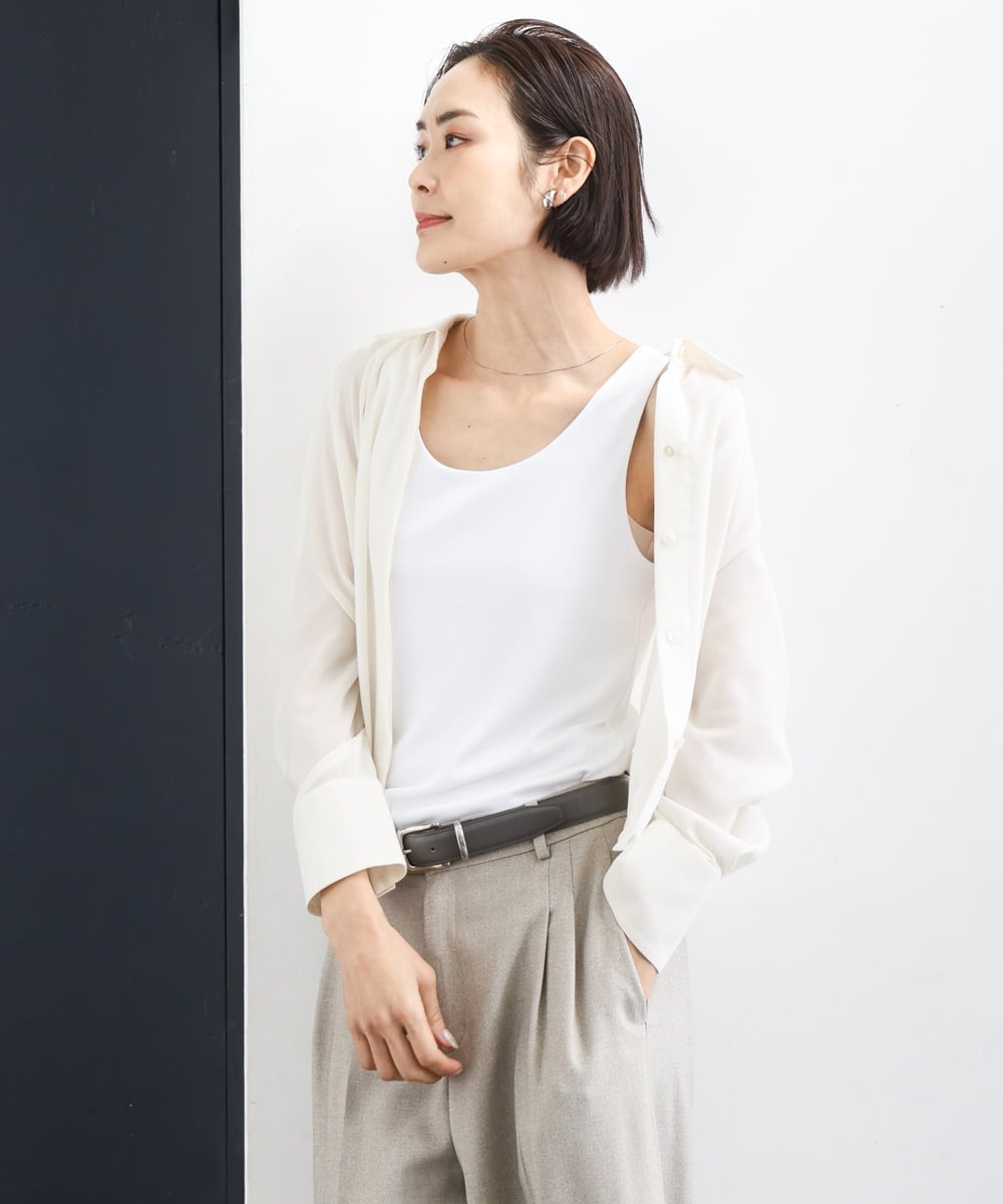 F6KGD06110 MICHEL KLEIN(小さいサイズ)(メゾン ドゥ サンク) [小さいサイズ][遮熱効果素材]タンクトップ ホワイト