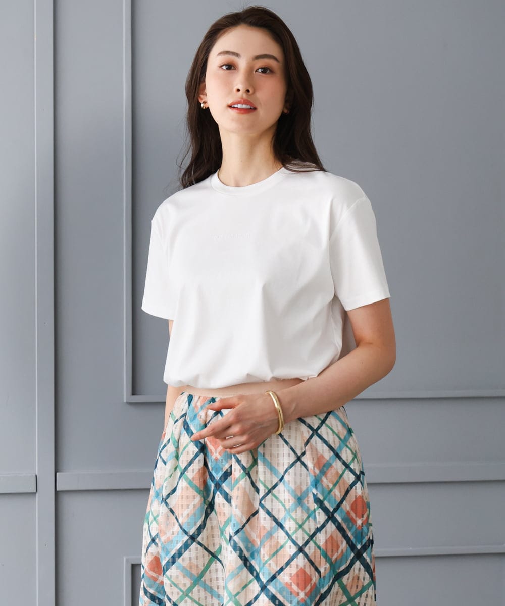 F6KGD19120 MICHEL KLEIN(小さいサイズ)(メゾン ドゥ サンク) [小さいサイズ]ミニマルロゴTシャツ ホワイト