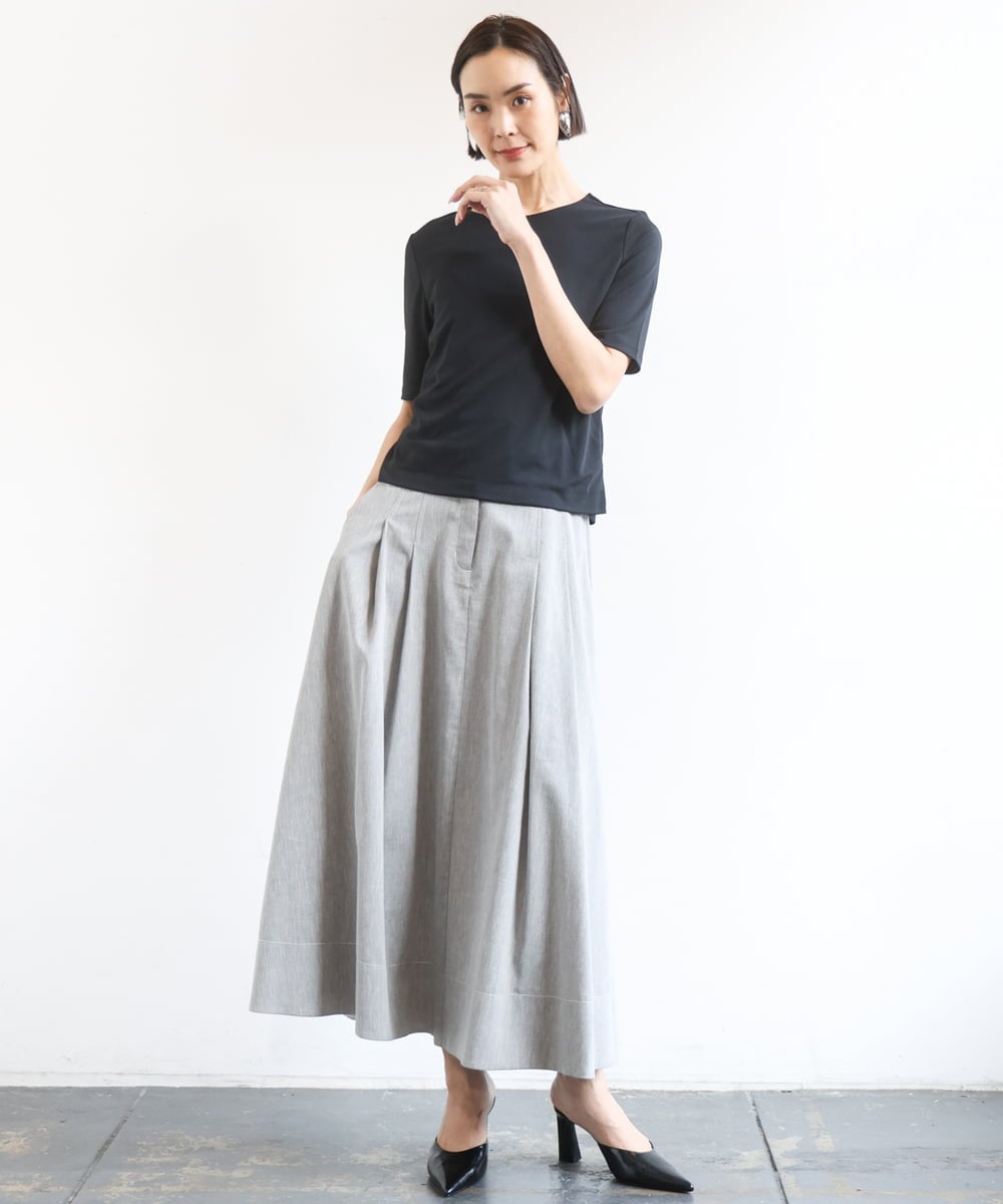 F6KGD20150 MICHEL KLEIN(小さいサイズ)(メゾン ドゥ サンク) [小さいサイズ][遮熱効果素材]ステッチレス五分袖プルオーバー ホワイト