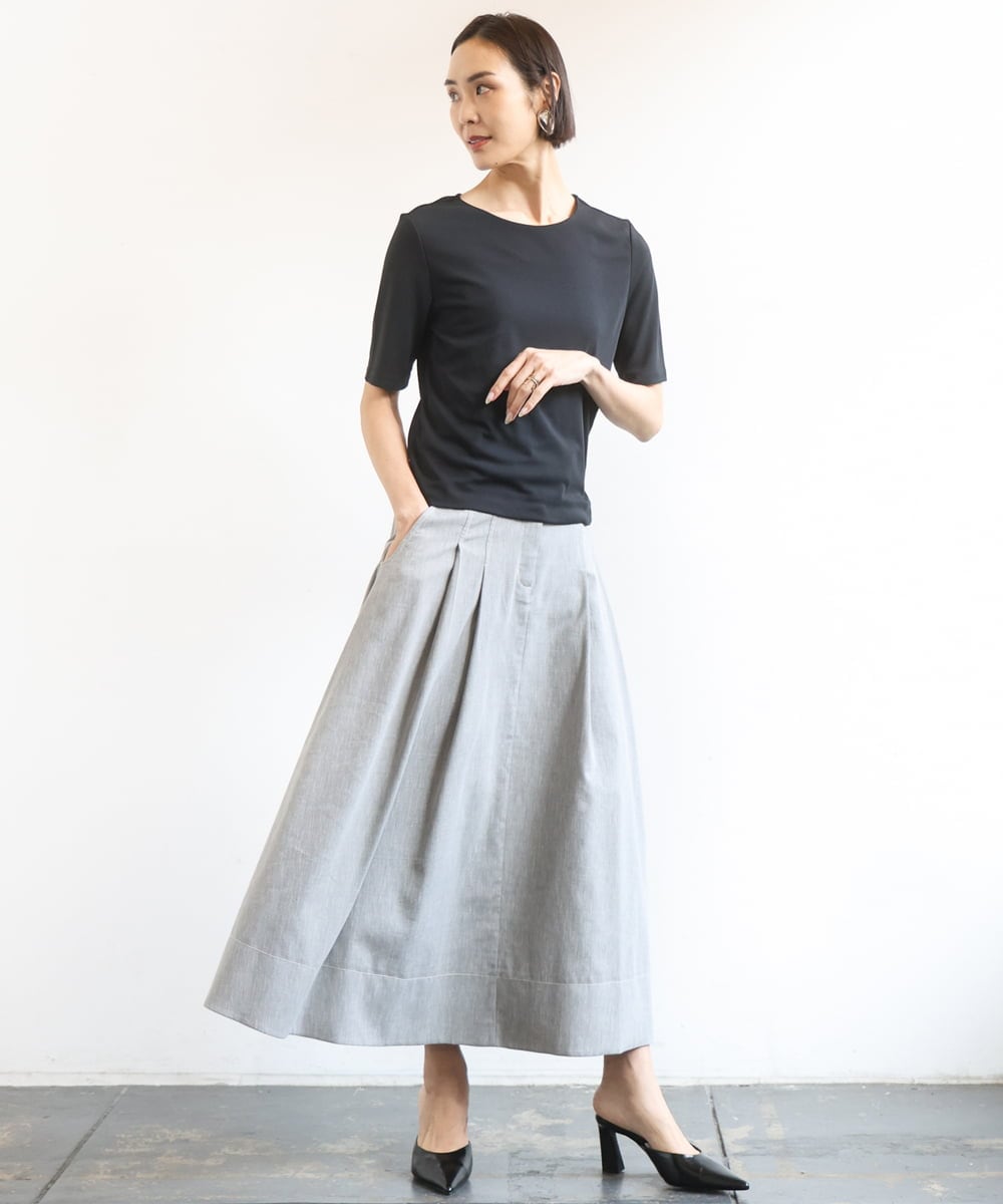 F6KGD20150 MICHEL KLEIN(小さいサイズ)(メゾン ドゥ サンク) [小さいサイズ][遮熱効果素材]ステッチレス五分袖プルオーバー ホワイト