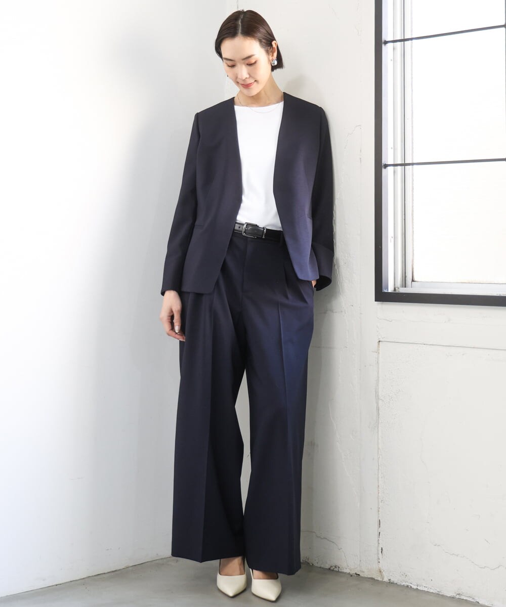 F6KGD20150 MICHEL KLEIN(小さいサイズ)(メゾン ドゥ サンク) [小さいサイズ][遮熱効果素材]ステッチレス五分袖プルオーバー ホワイト