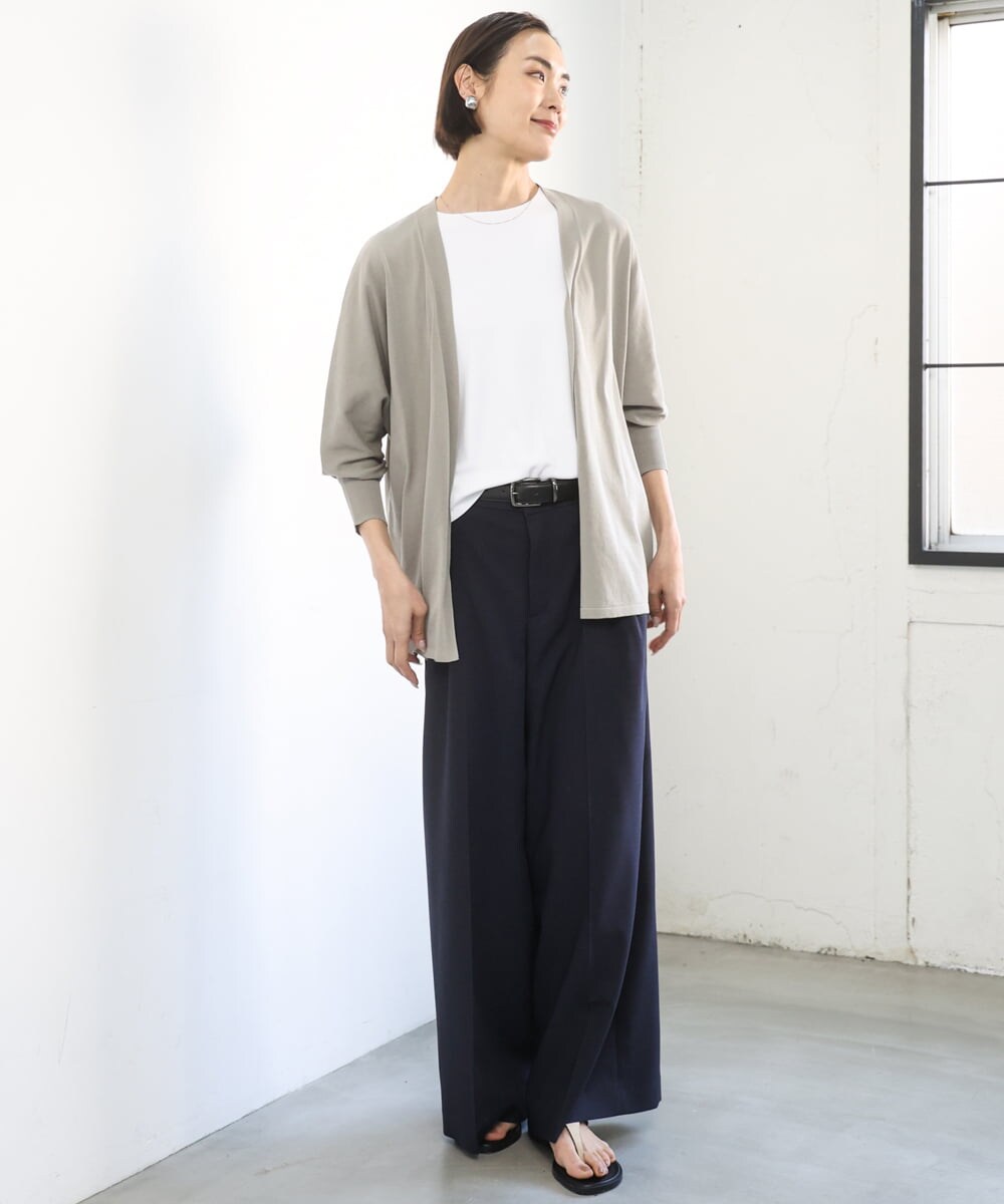 F6KGD20150 MICHEL KLEIN(小さいサイズ)(メゾン ドゥ サンク) [小さいサイズ][遮熱効果素材]ステッチレス五分袖プルオーバー ホワイト