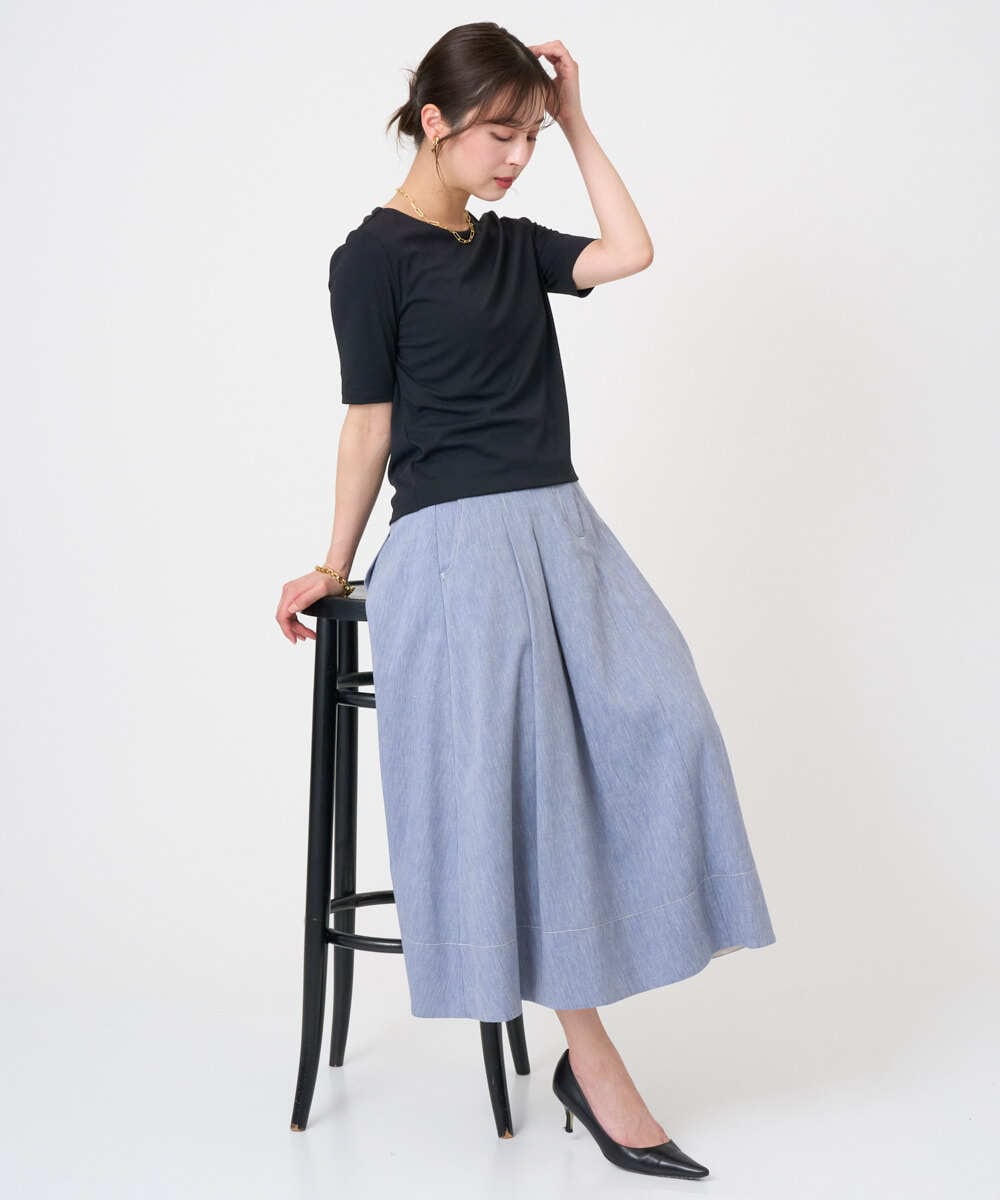 F6KGD20150 MICHEL KLEIN(小さいサイズ)(メゾン ドゥ サンク) [小さいサイズ][遮熱効果素材]ステッチレス五分袖プルオーバー ホワイト