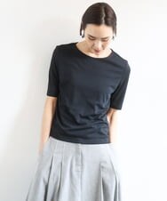 F6KGD20150 MICHEL KLEIN(小さいサイズ)(メゾン ドゥ サンク) [小さいサイズ][遮熱効果素材]ステッチレス五分袖プルオーバー ホワイト