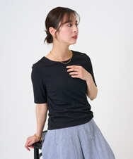 F6KGD20150 MICHEL KLEIN(小さいサイズ)(メゾン ドゥ サンク) [小さいサイズ][遮熱効果素材]ステッチレス五分袖プルオーバー ホワイト