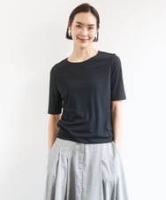 F6KGD20150 MICHEL KLEIN(小さいサイズ)(メゾン ドゥ サンク) [小さいサイズ][遮熱効果素材]ステッチレス五分袖プルオーバー ホワイト