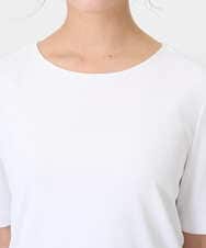 F6KGD20150 MICHEL KLEIN(小さいサイズ)(メゾン ドゥ サンク) [小さいサイズ][遮熱効果素材]ステッチレス五分袖プルオーバー ホワイト