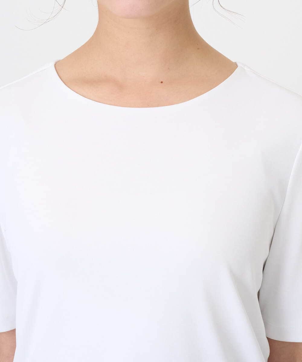 F6KGD20150 MICHEL KLEIN(小さいサイズ)(メゾン ドゥ サンク) [小さいサイズ][遮熱効果素材]ステッチレス五分袖プルオーバー ホワイト