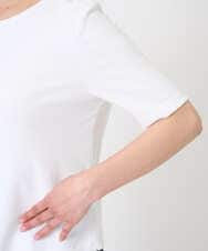 F6KGD20150 MICHEL KLEIN(小さいサイズ)(メゾン ドゥ サンク) [小さいサイズ][遮熱効果素材]ステッチレス五分袖プルオーバー ホワイト