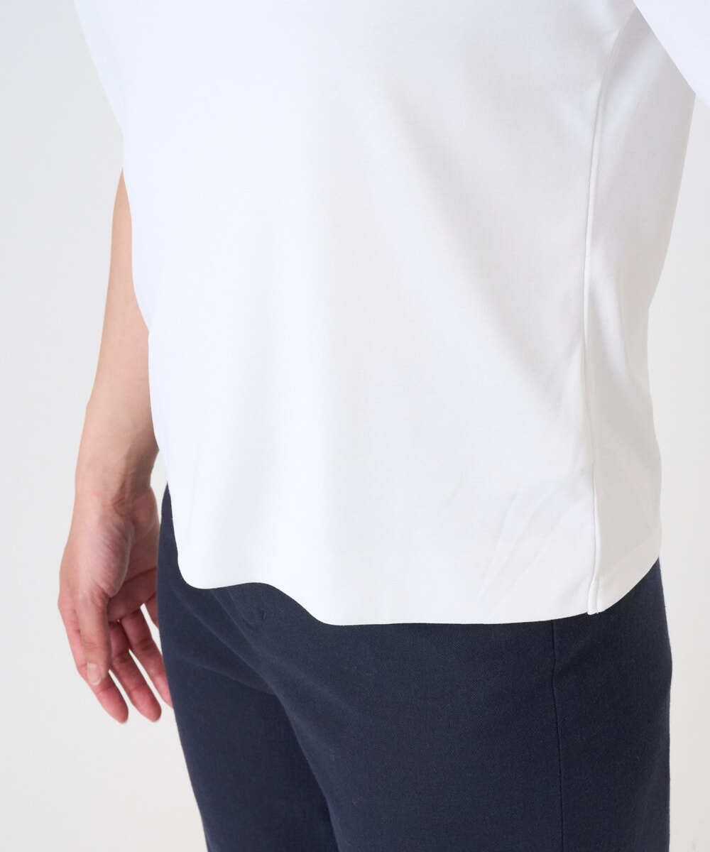 F6KGD20150 MICHEL KLEIN(小さいサイズ)(メゾン ドゥ サンク) [小さいサイズ][遮熱効果素材]ステッチレス五分袖プルオーバー ホワイト