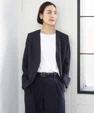 F6KGD20150 MICHEL KLEIN(小さいサイズ)(メゾン ドゥ サンク) [小さいサイズ][遮熱効果素材]ステッチレス五分袖プルオーバー ホワイト