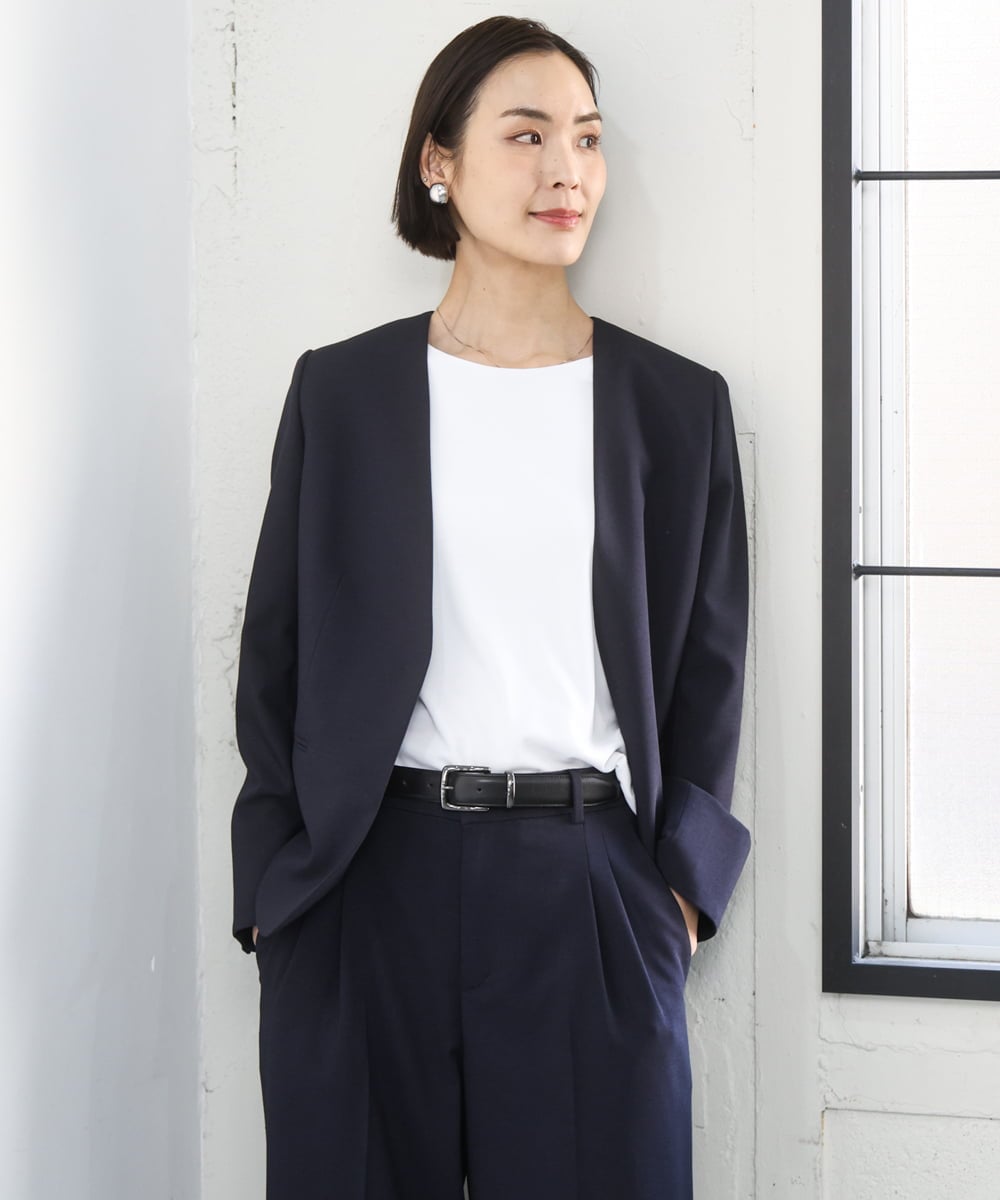 F6KGD20150 MICHEL KLEIN(小さいサイズ)(メゾン ドゥ サンク) [小さいサイズ][遮熱効果素材]ステッチレス五分袖プルオーバー ホワイト